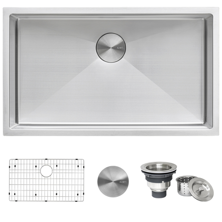 RUVATI 32" Undermount 16 Gauge Tight Radius Kitchen Sink SS Single Bowl RVH7400